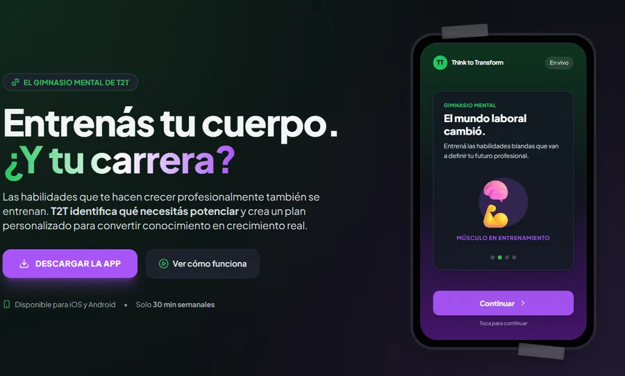 Vista previa de una landing tecnológica para una aplicación